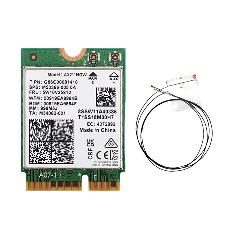 AX211NGW Wifi Kartı Wifi 6E Üç Bantlı 5374Mbps 2.4Ghz/5Ghz 6Ghz Desteği Dahili Anten BT5.3 Kablosuz Ağ Kartı Adaptörü