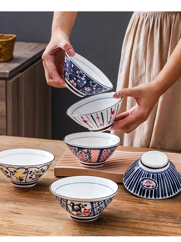 

Household 5-inch Horn Bowl, Ceramic Hat Bowl, High Appearance Japanese Retro Rice Bowl, Noodle Bowl, Soup Bowl