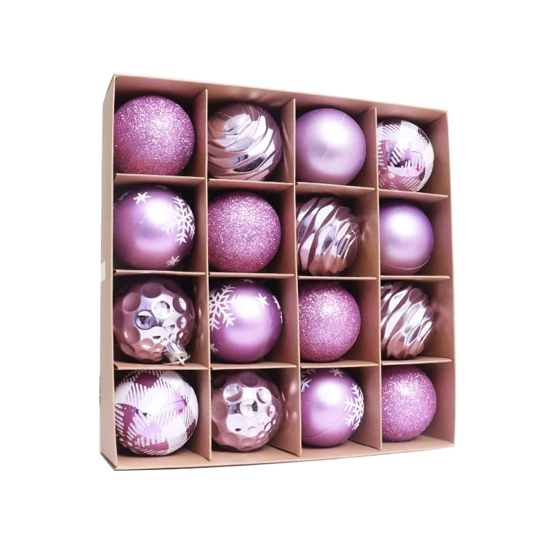 Bolas de plástico para decoración navideña, 6 cm, pintadas, para colgar en fiestas navideñas, 16 unidades por juego, adorno para árbol de Navidad
