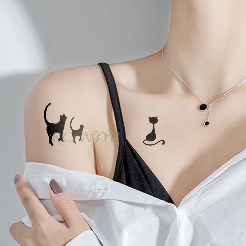 Waterproof Temporary Tattoo Sticker Cat Fox Animal Fake Tatto Flash Tatoo Neck Hand Back Foot Shoulder for Kids Women Men