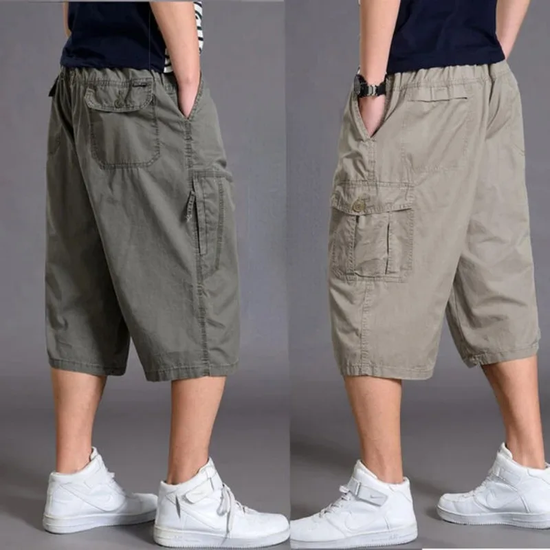 Mens Summer Oversize Fat Cotton Shorts Men Cargo Short Casual Plus Size Cropped Trouser Sport Tactical Baggy Pants Loose 5XL 6XL 5