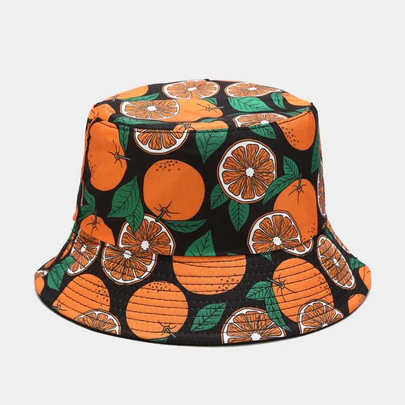 New Creative Fruit Pattern Fisherman's Hat Unisexdouble Sided Bucket Cap Uv Protection Panama Sun Caps for Girls Beach Hats bucket sun hat womens Bucket Hats