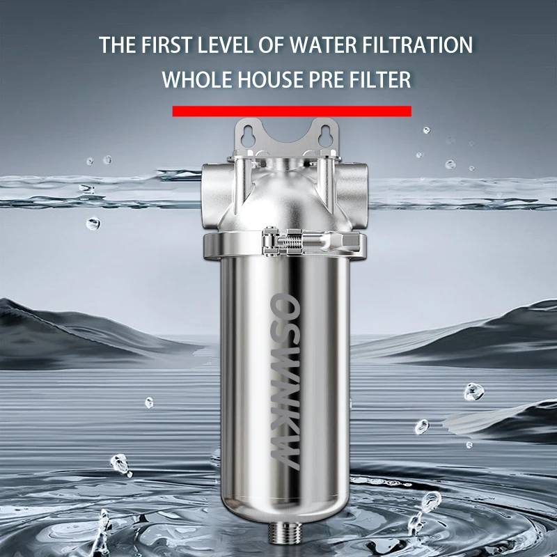 10 inches Pre Filter Purifier Whole House Spin Down Sediment Water Filter Central Prefilter System Backwash Stainless Steel Mesh Water Filter Water Purifier Filter Element