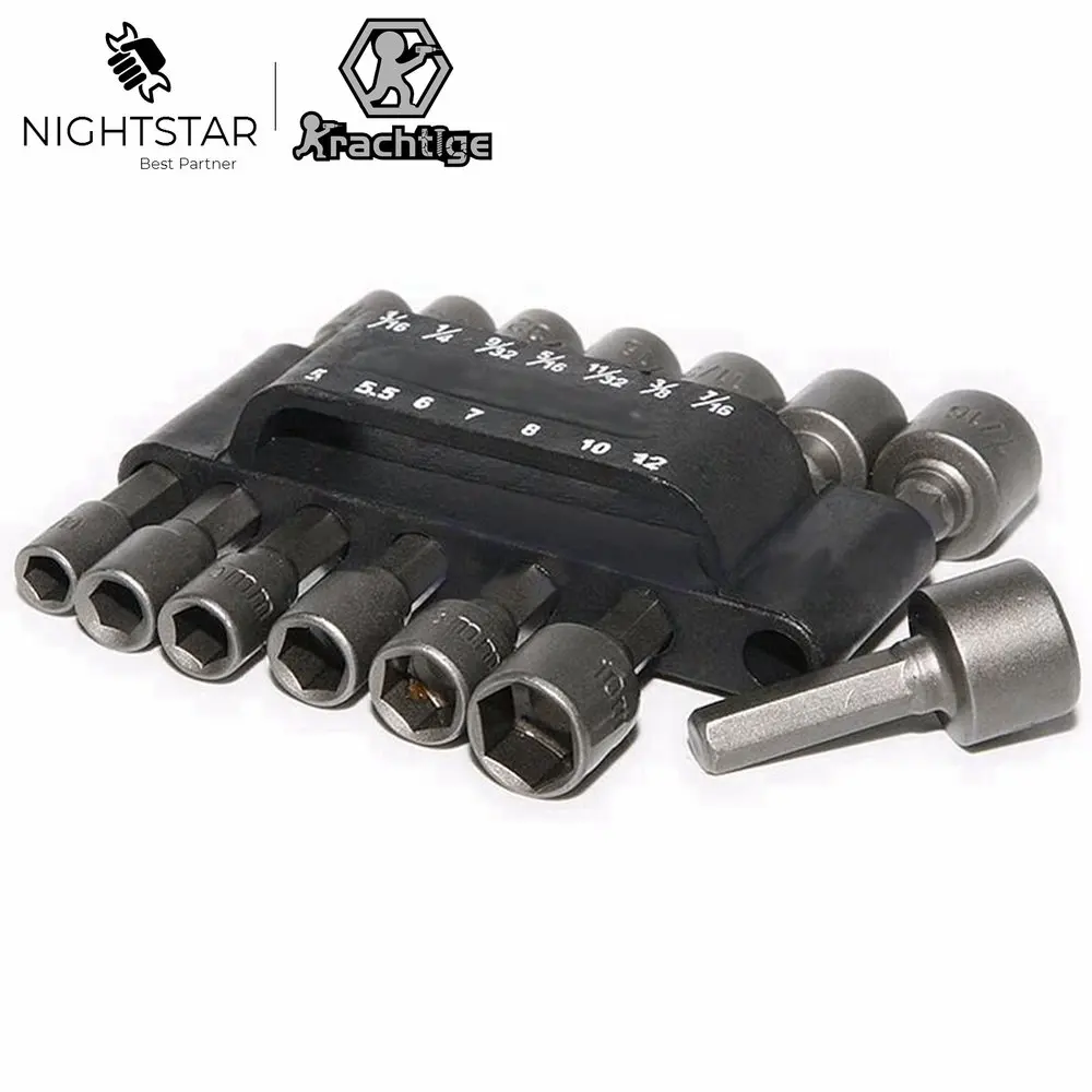 14 adet güç somun anahtarı matkap ucu seti SAE metrik lokma anahtar vida 1/4 "Hex Shank anahtar alet seti yapış çapraz