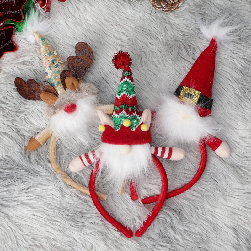 Christmas Party Headband Santa/Elf/Elk Cosplay Hairband Holiday Hair Hoop for Party Costume Photo Props Hair Accessories