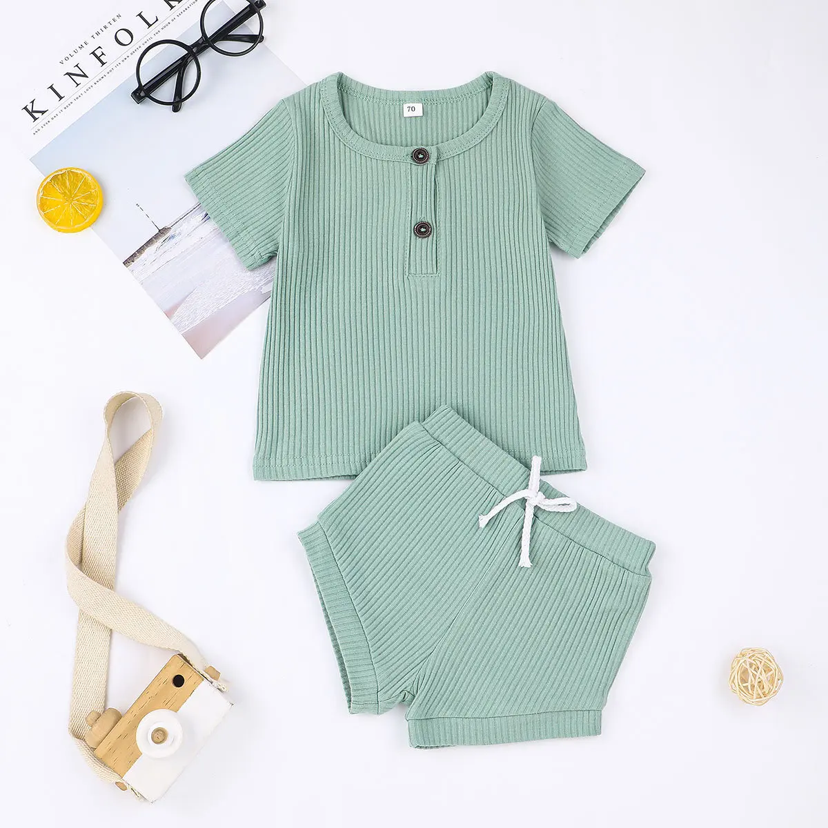 Baby Boy Summer Clothes Set Short Sleeve T-shirt+Shorts 2022 Newborn Girl Outfits Kids Toddler Pajamas Knitted Infant Tracksuits vintage Baby Clothing Set