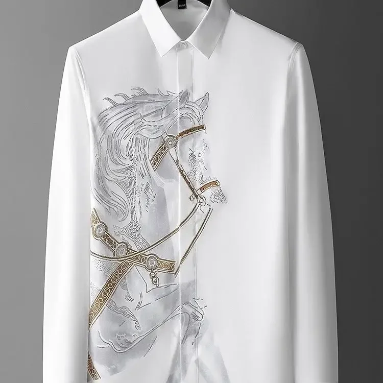 thumbnail image 1 of Camisa de hombre con estampado gráfico Camisas de negocios para hombre con mangas de anime estampadas Elegante camisa asiática con botones Marca barata Diseñador original, 1 of 5