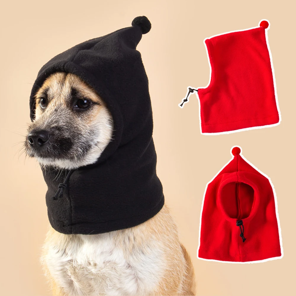 New Dog Hat Winter Warm Pet Cap Solid Color Dog Hat Drawstring Adjustment Casual Pet Headgear