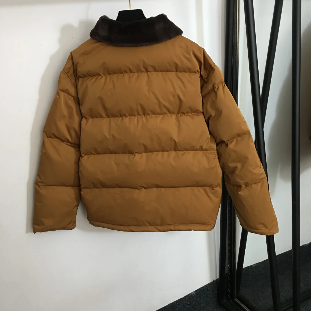 

New Women's Autumn And Winter Chest Sticker Cloth Removable Fur Collar Lapel Long Sleeve Down Jacket