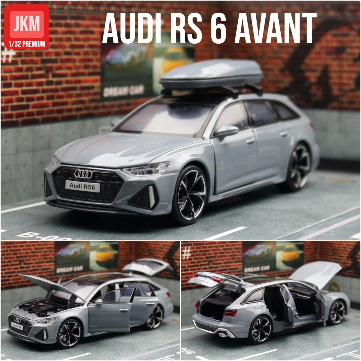1/32 Audi RS6 Miniature Diecast Toy Car Model Sound & Light Doors