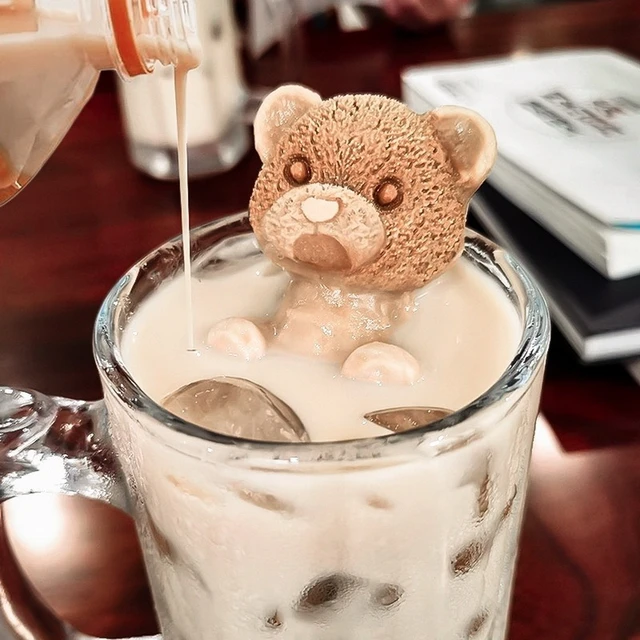 3D Teddy Bear Ice Cube Maker Ice Cube Tray Silicone Mold Chocolate Ice  Mould Whiskey Wine Drink Coffee Ice Cream Decor - AliExpress