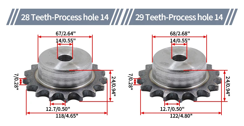 4-Punkt 08B Kettenrad 10T 12T 15T 20T 25T 30T 32T 42T 48T Zähne Handwerk Loch Zahnoberfläche Abschreckabstand 12,7 mm CNC-Übertragung – Detail 15