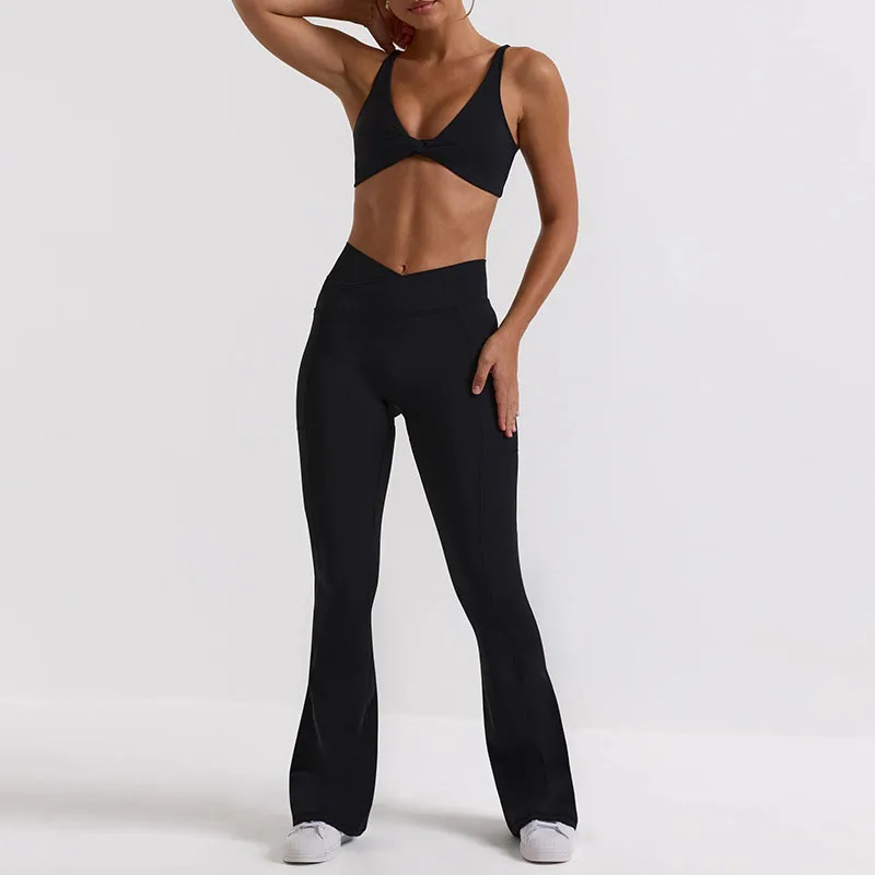 Sensual Hip Black Women Sportswear and Yoga Set
