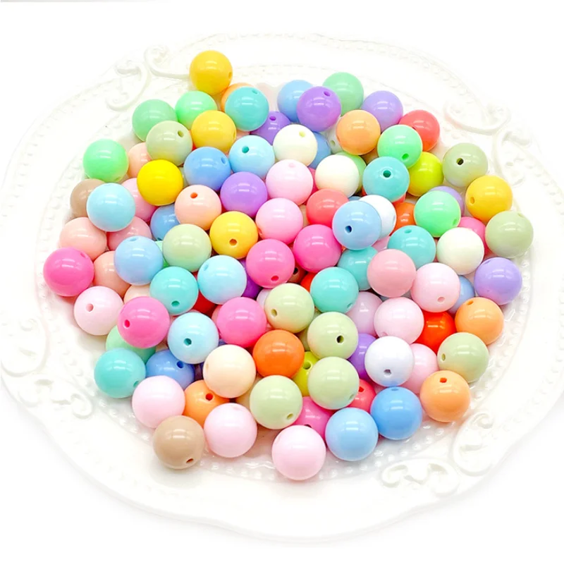 

12 14 16 18 20mm Acrylic Straight Hole Solid Multiple Colors Beads DIY Handmade Material Glossy Loose Beads Jewelry Accessories