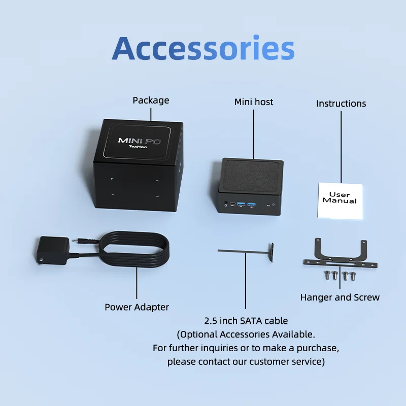 TexHoo Mini PC Intel  N100 Windows 11 Pro  Wifi6 Dual HDMI USB3.2 Supports up to 16GB DDR4 2T NVME SSD Desktop computer 6