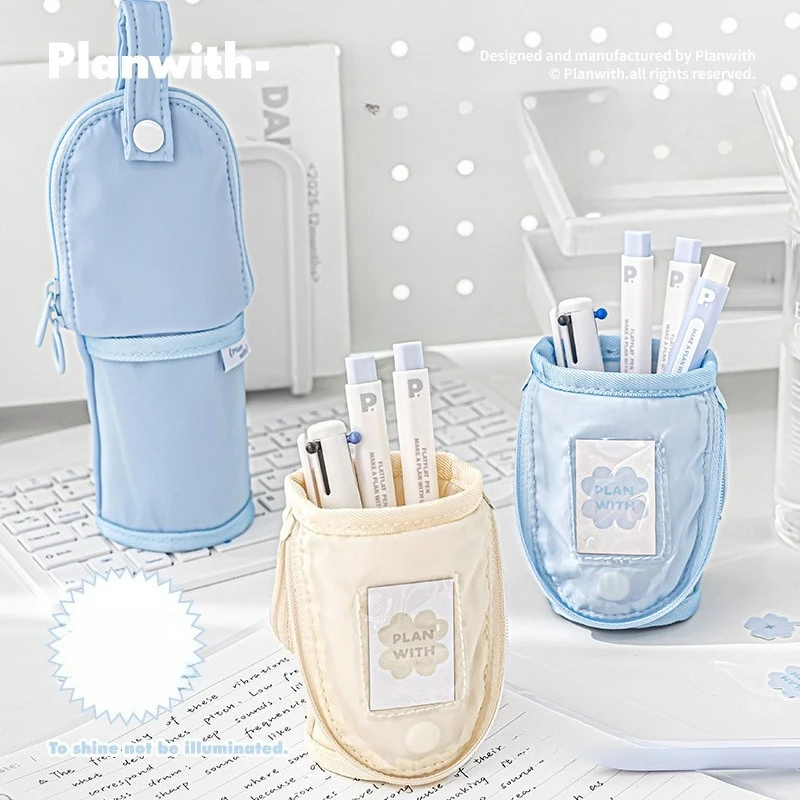 접이식 펜 케이스 스탠드 기능 INS 캐주얼 연필 가방 학생용 휴대용 걸이형 문구 정리함 학교 용품용