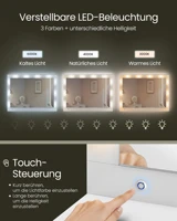 Туалетный столик VASAGLE со светодиодной подсветкой, современный туалетный столик с зеркалом, розетки для ювелирного шкафа, полоска — изображение 3