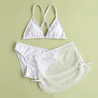 3pcs Kids Solid Swimsuit Girl'S 3 Piece Swimsuits Soild Bikini Bathing Suit Briefs Girls Bikini Beach Wear Swimwear Set 아기 수영복 1