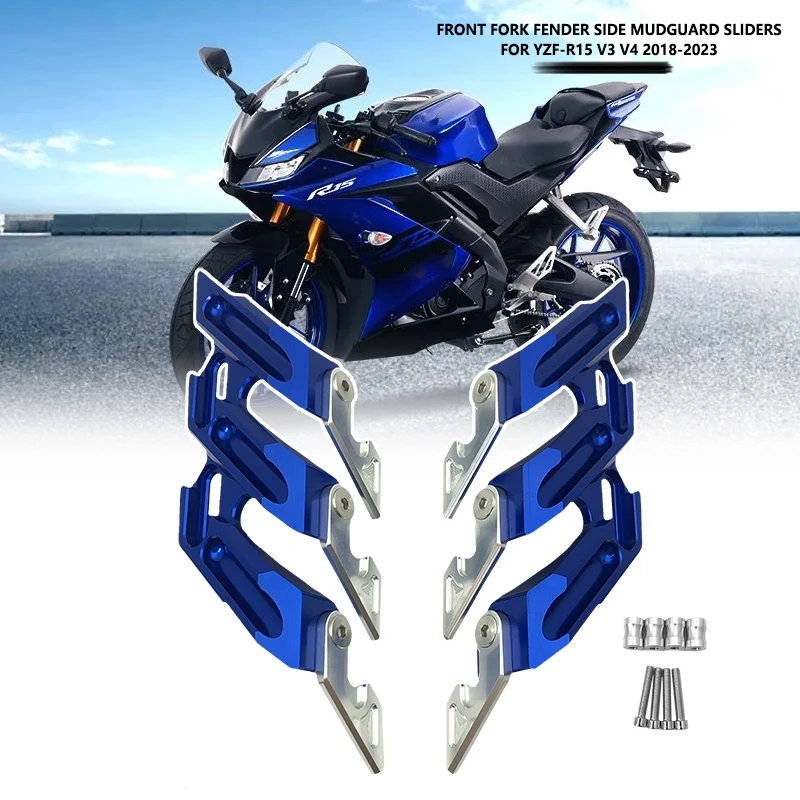 

Motorcyle CNC Aluminum Front Fork Fender Side Mudguard Sliders For YAMAHA YZF-R15 V3 V4 R15 2018 2219 2020 2021 2022 2023