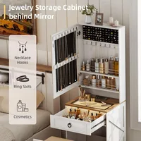 Illuminated Makeup Vanity Desk with Glass Surface and Charging Port 4