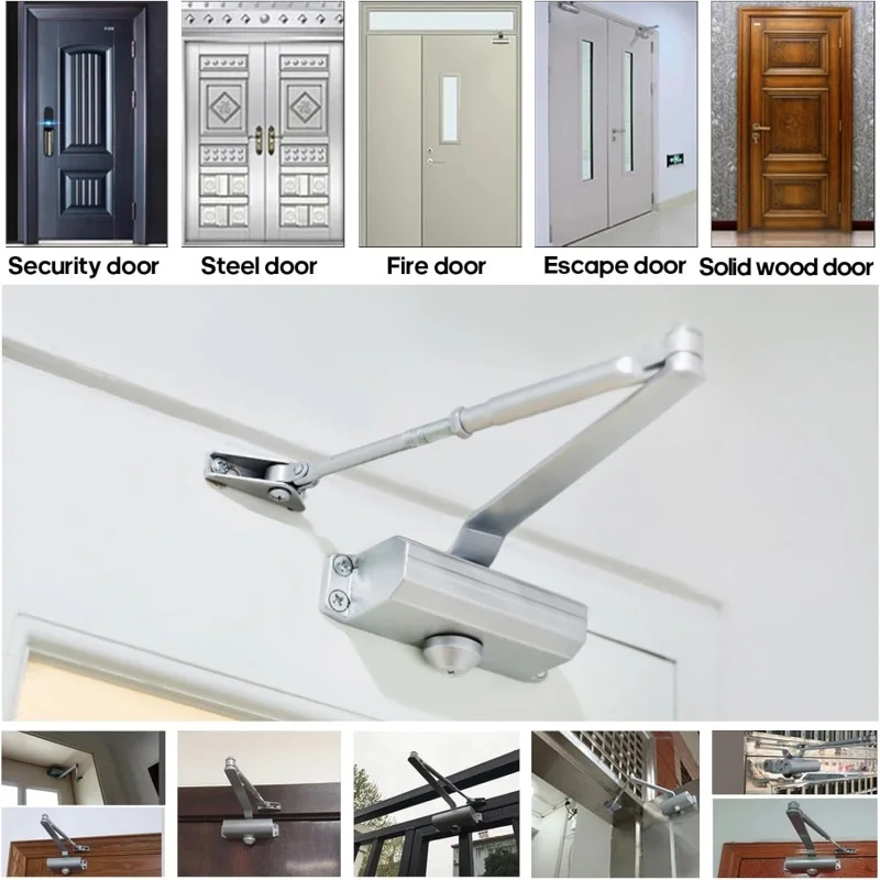 Soft Closing Automatic Door Closer Heavy Duty Hydraulic Adjustable Speed Positioning Door Stop Protective Holder Hardware