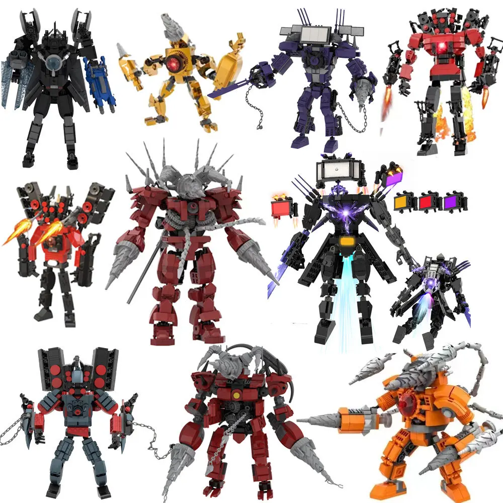 Titans Tv Man Skibidi Toilet Building Blocks Speakerman Titans Man Cameraman Clock Drill Man Vs For Kid Compleanno Regalo Di Natale