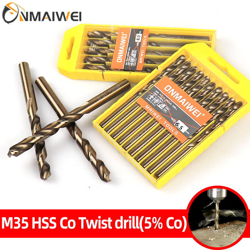  1.0-13mm Cobalt Coated 5/10PCS Twist Drill Bit Set HSS M35 Gun Drill Bit For Wood/Metal Hole Cutter Power Tools 