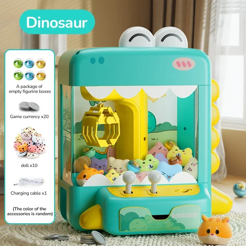 Dinosaur Claw Machine for Kids Animal Doll Machine Toy for Kids Mini Cartoon Claw Crane Machine Home Doll Grasping Machine Gifts