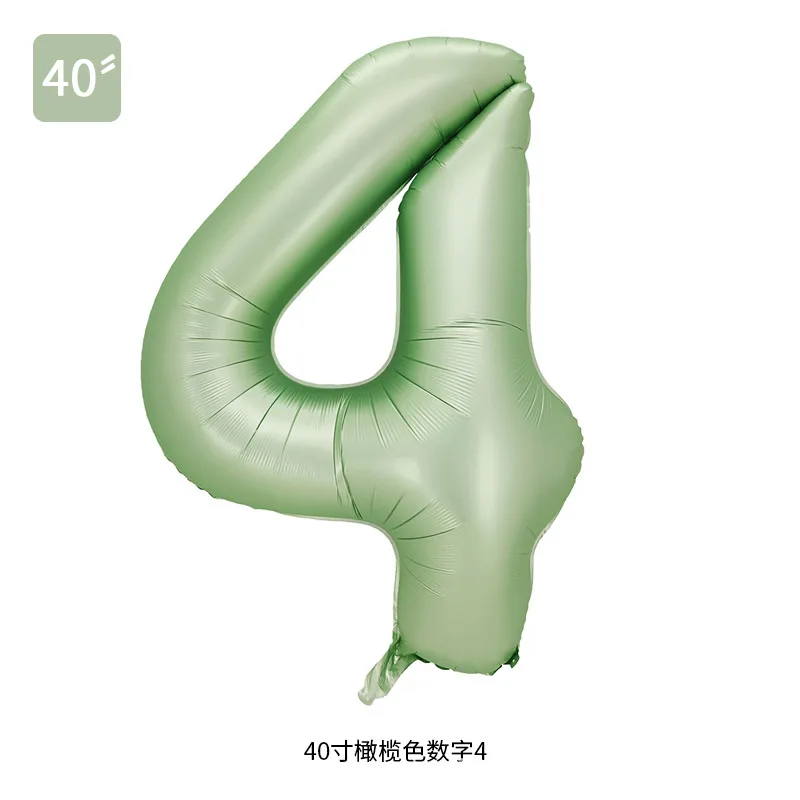 Numéro Ballon Feuille Hélium XL - Numéro 3 ans - Olive - Vert - Satin -  Nude - 100 cm