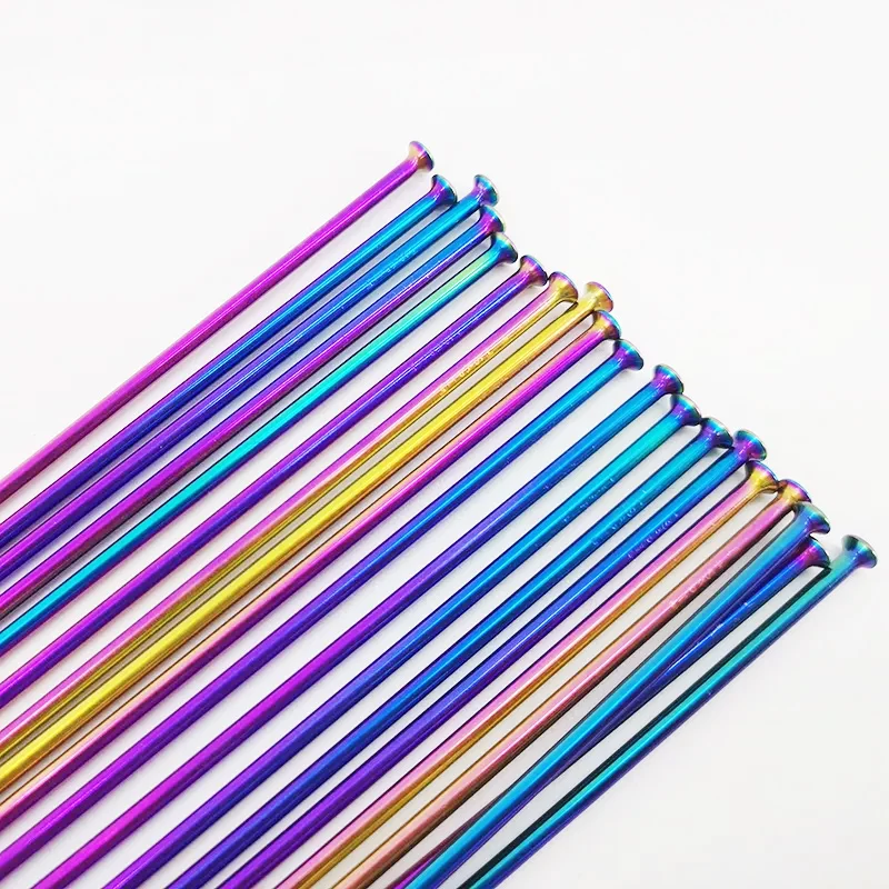 SAPIM Leader 2.0 Stainless Steel Bicycle Spoke J-Bend/Straight Pull Head 14G Bike Spoke Colorful with Copper Cap