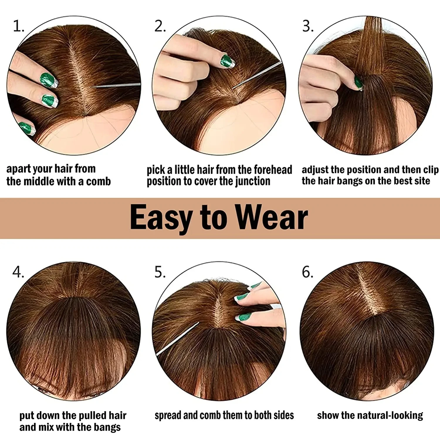 Synthetic Natural Forehead Lines Hair Fake Fringes Hair Bangs Wig Female Piece Real Comic FlashBangs Invisible Wig