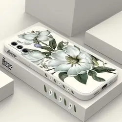 Wild Flower Silicone Phone Case Cover for MOTO G60S (White)