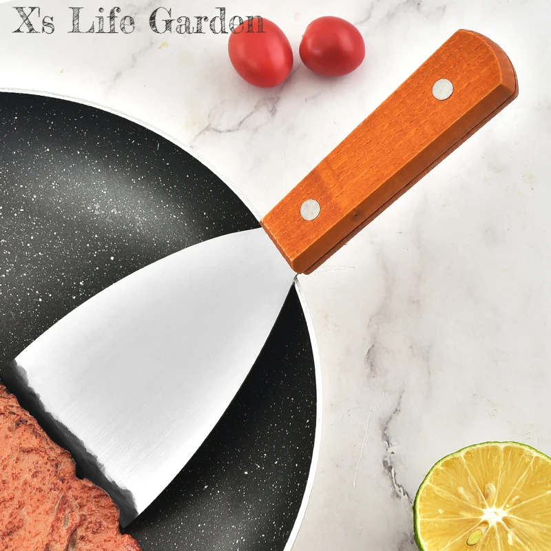 Pancake spatula Wooden Handle Pancake Spatula Frying Steak Spatula Barbecue Stainless Steel Kitchen Baking Cooking Gadget Small