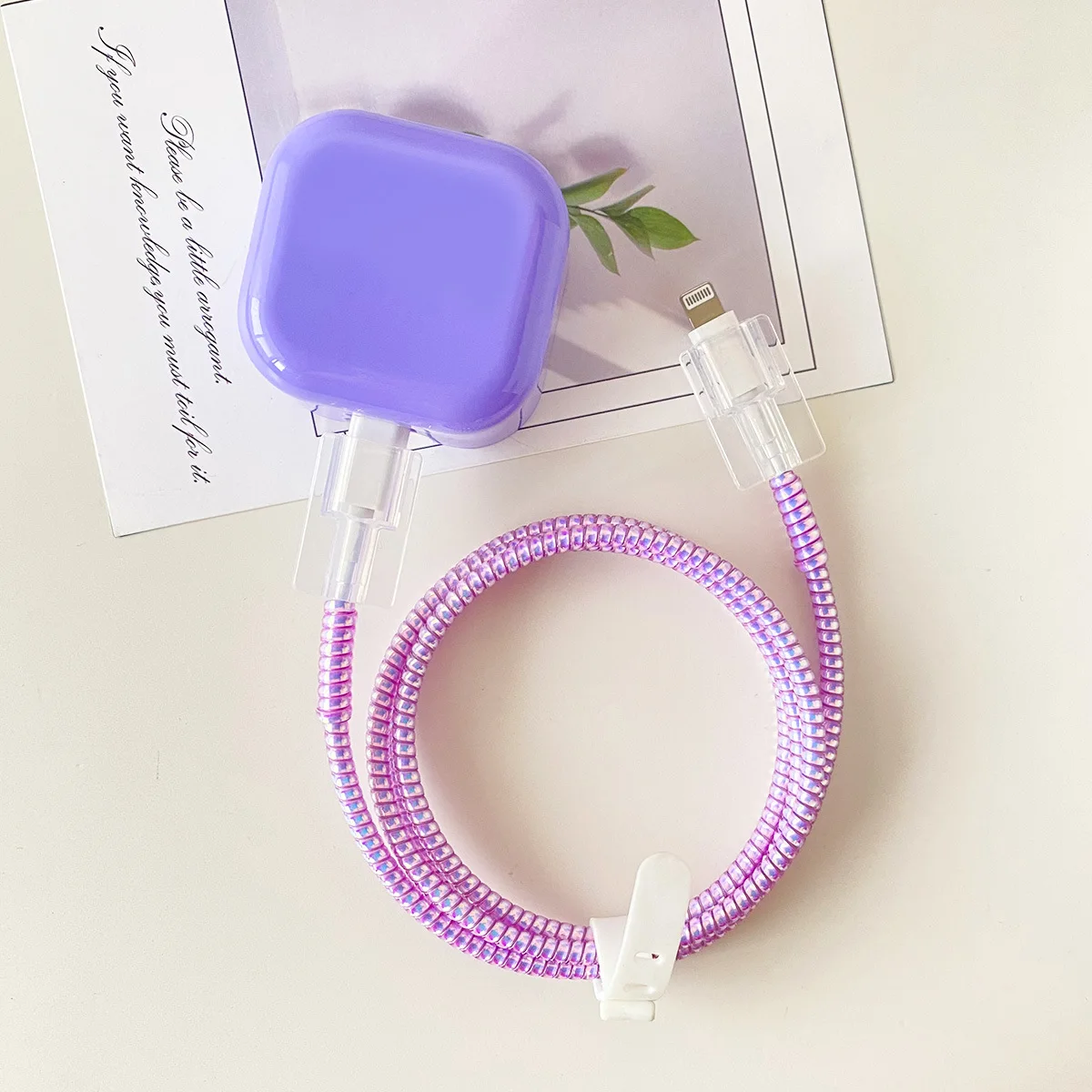 Vibrant Macaron Tone Cable Protector Set for USB Charger and Cord Management