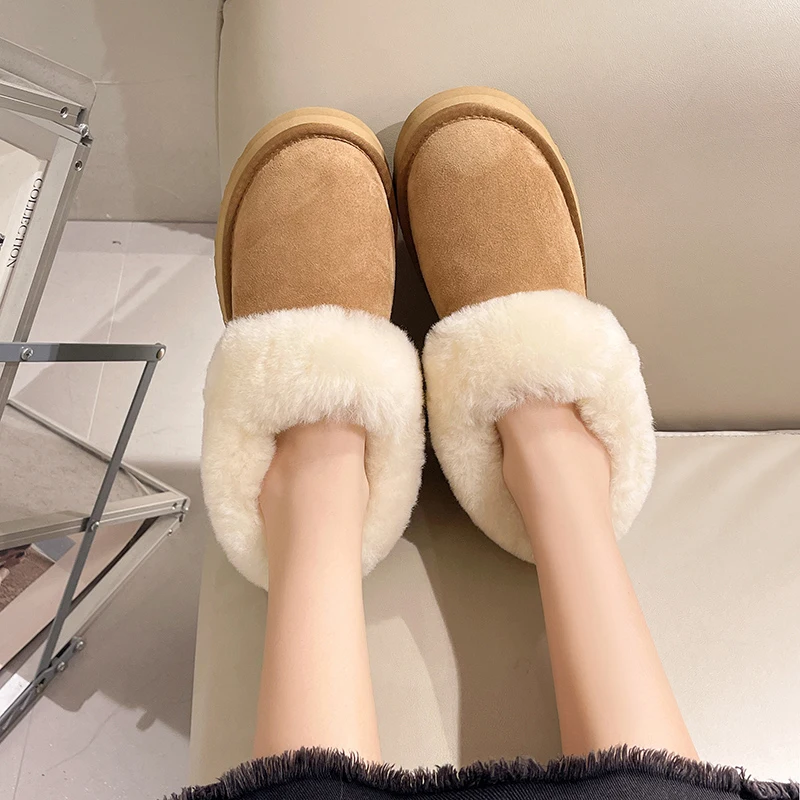 NEW Natural Wool Woman Snow Boots 2024 Real Sheepskin Women's Women Boots Women Shoes Flats Shoes Plus Size 42 Women Fluffy New
