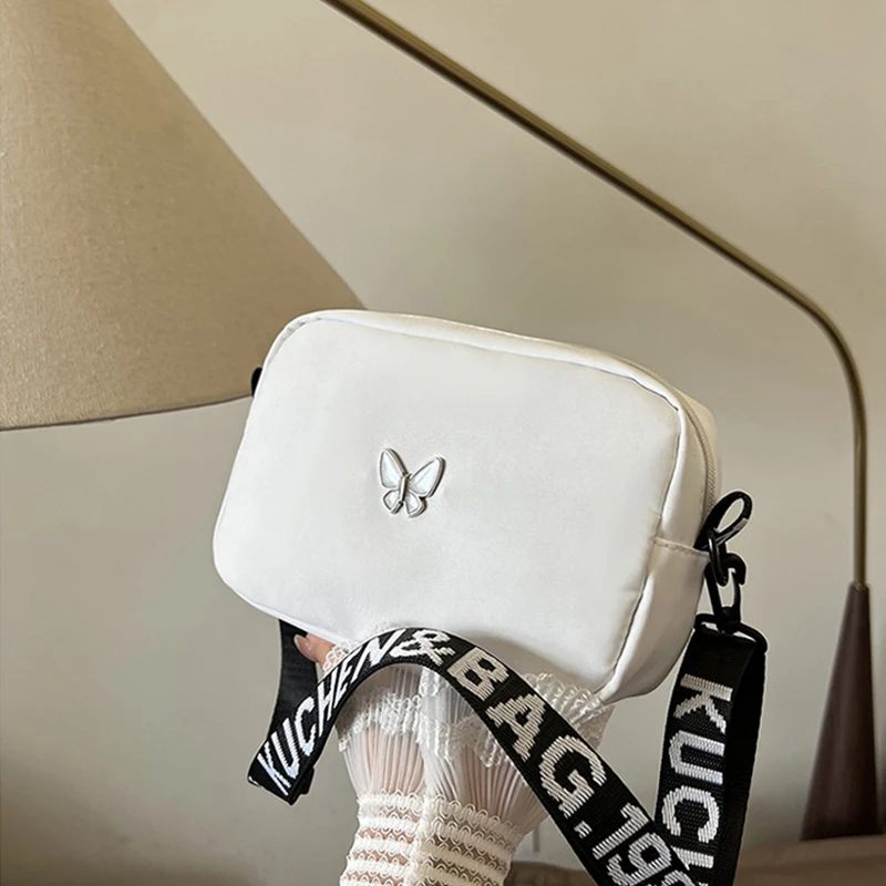 Color Block Square Nylon Crossbody Bag for Women with Single Shoulder Strap, Perfect for Spring