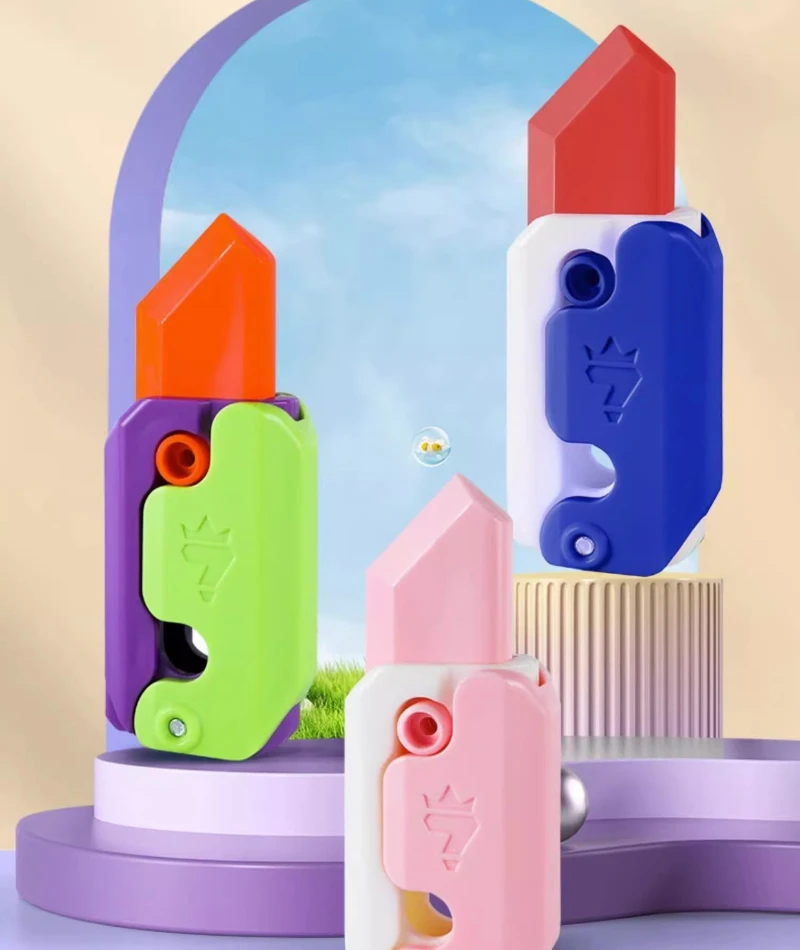 3D Printing Gravity Knife Stress Reliever Toys for Boys Radish Knife Mini Model Pendant Kids Figet Juguetes Sensory Girls Gift