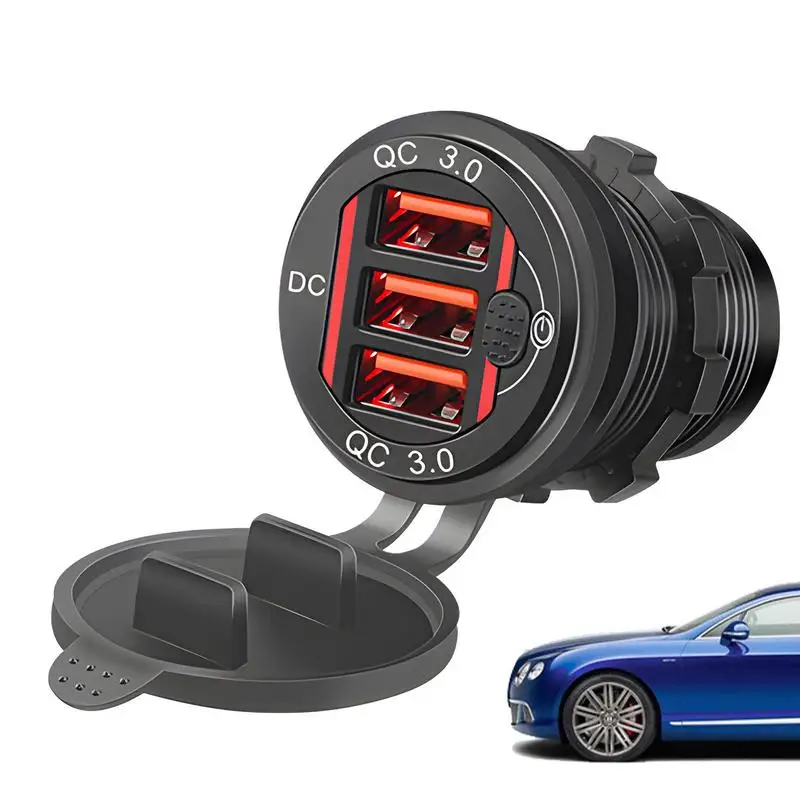 

Автомобильное зарядное устройство с 3 USB-портами и выключателем
