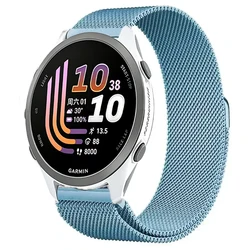 Elegant Metal Milanese Loop Strap - Adjustable Bracelet Replacement Band - 22mm Universal (Soft blue)