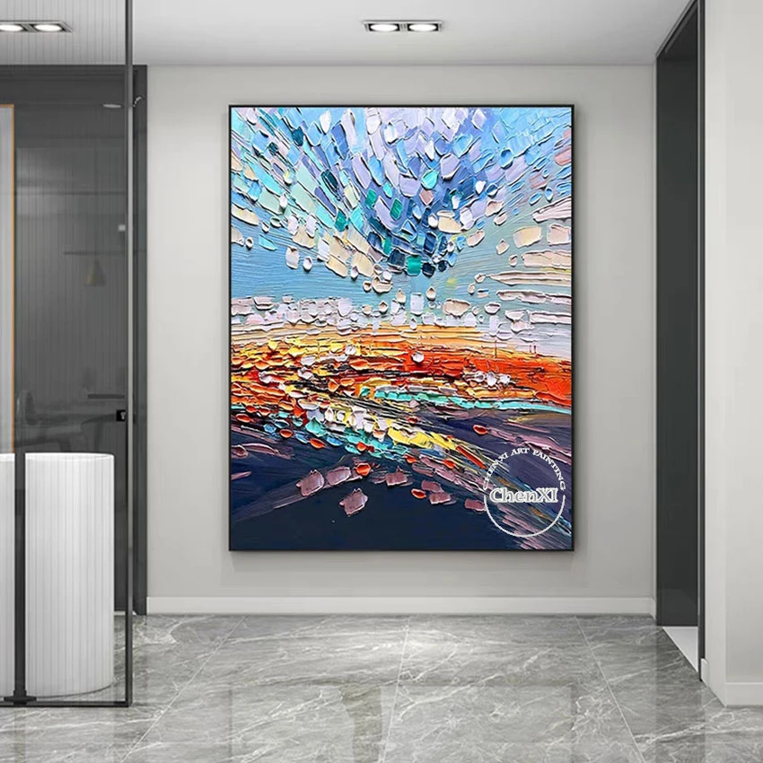 

Hotel Decorative Item Big Size Palette Knife Abstract Oil Painting Wall Poster Canvas Artwork New Arrival Murals Showpieces