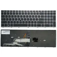 Nuova tastiera americana per Laptop HP ProBook 650 G4 650 G5 Layout inglese con retroilluminazione con cornice argento Stick di puntamento