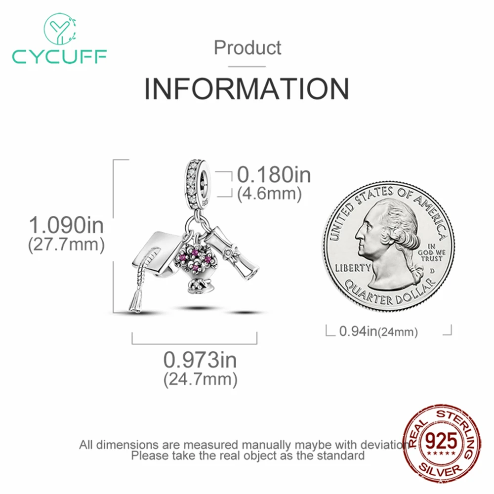 CYCUFF 100%  졸업 스타일 비즈 핏, 여성용 오리지널 팔찌, 파인 DIY 여행 쥬얼리 선물
