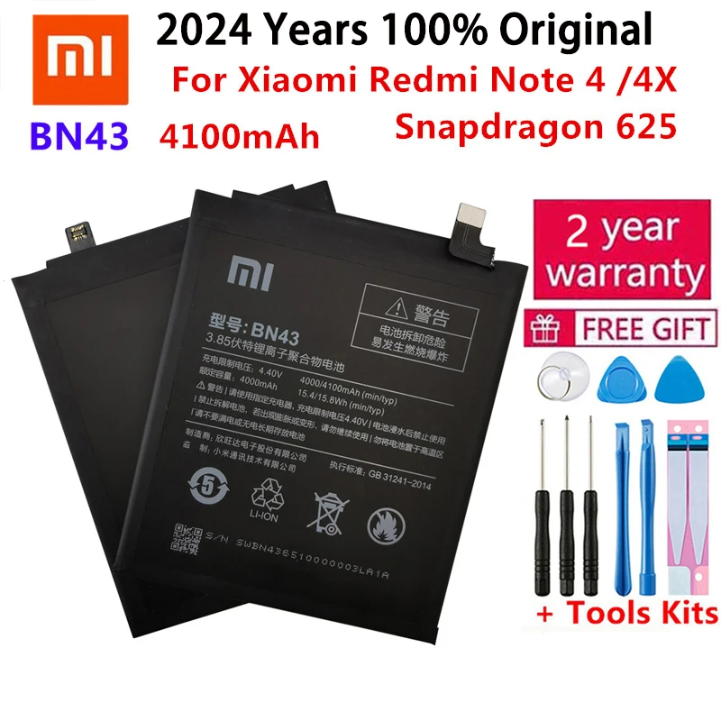100-Orginal-BN43-battery-4100mAh-For-Xiaomi-Redmi-Note-4X-Note-4-global ...