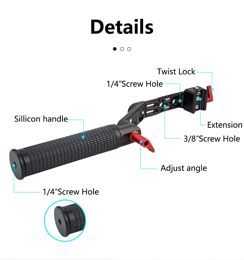 Description Picture 3 of itemFoldable L Bracket for DJI Ronin RS4 RS3 PRO Mini RS2 Camera Gimbal Stabilizer Extension Magic Arm Handle Sling Grip Mounting