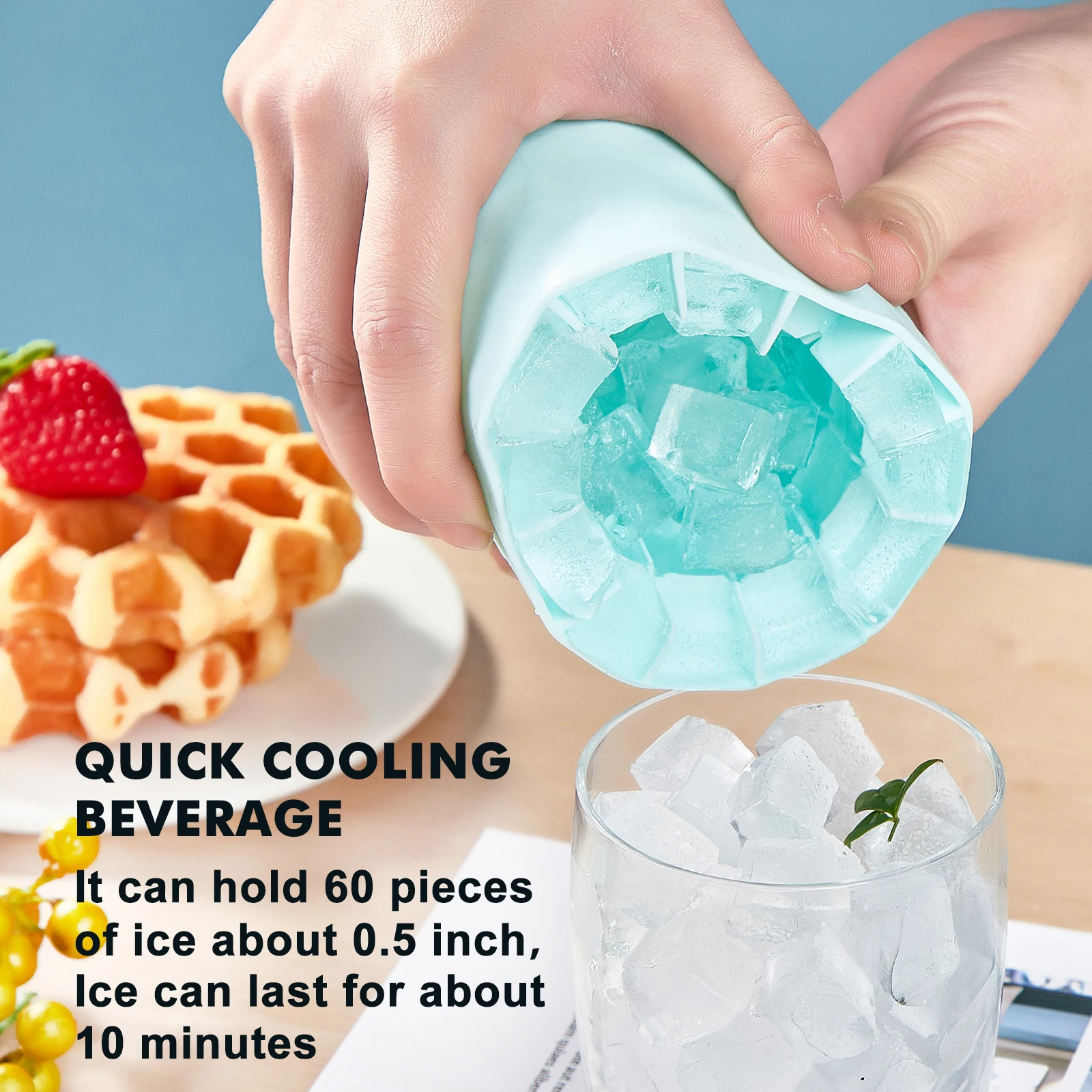 Silicone Ice Cube Maker Cup,Ice Cube Molds Ice Trays,Large Silicone Ice  Bucket Ice Cube Maker,Easy-Release Ice Lattice,Portable Ice Trays for  Freezer