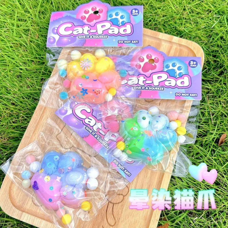 2 Pezzi Giocattoli Antistress A Forma Di Zampa Di Gatto – Morbidi, Strizzabili, Lavabili (Bianco E Beige)