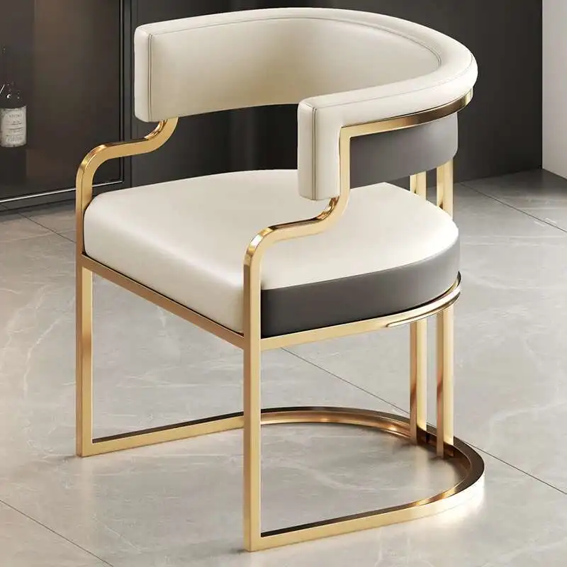 Luxury Dining Chairs Modern Leather Grey Comfortable Barstools Lounge Chair Bedroom Waiting Comedor Living Room Chairs GPF30XP