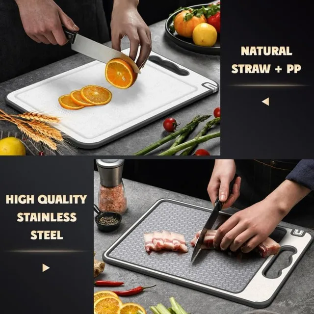 1pcs Stainless Steel Cutting Board Double Sided Chopping Board for Kitchen Scratch Resistant Anti-Slip Silicone Edges 3