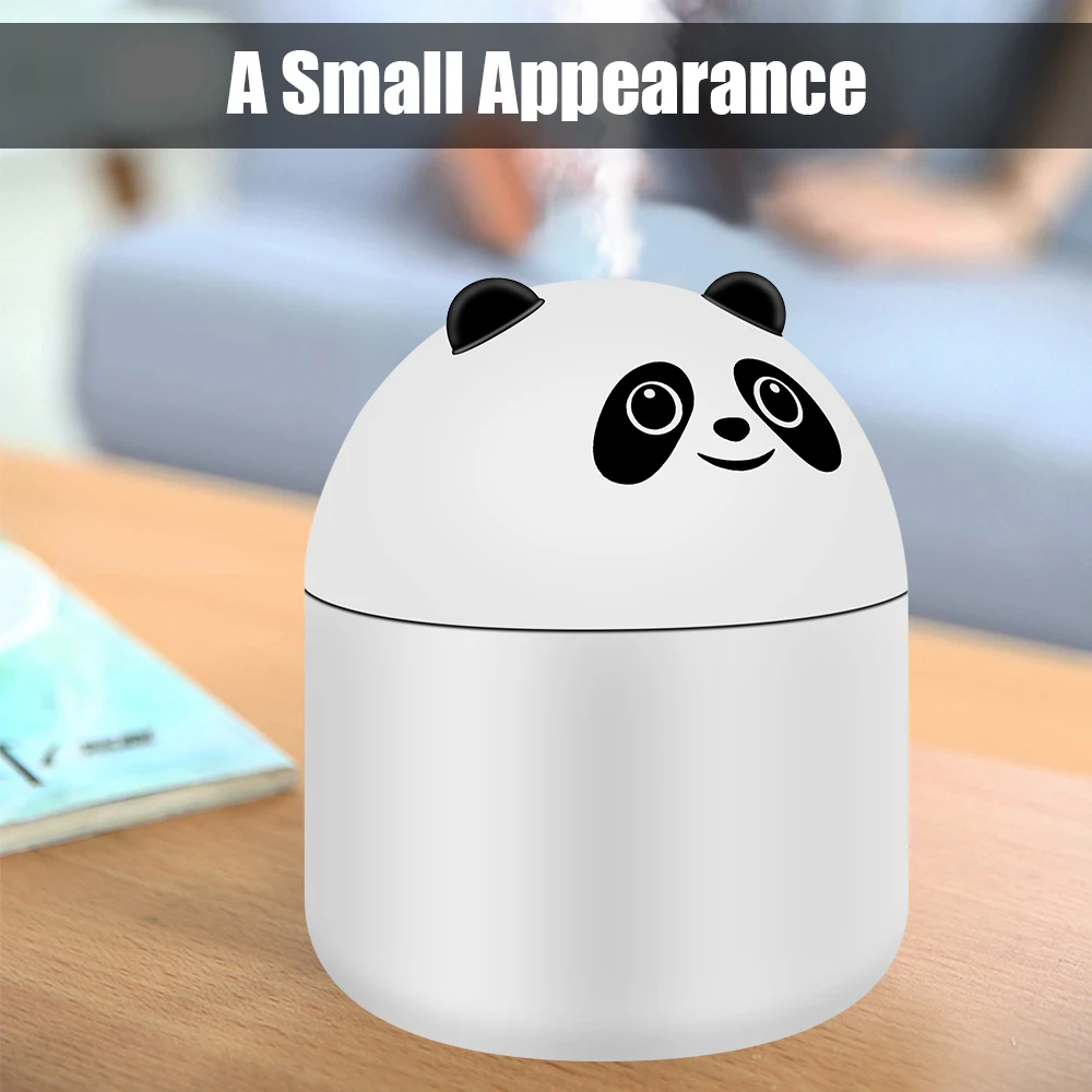 250ml Car Air Humidifier Panda shape Auto Interior Accessories Aroma Perfume Diffuser With Ambient Light Mini Desktop Humidifier