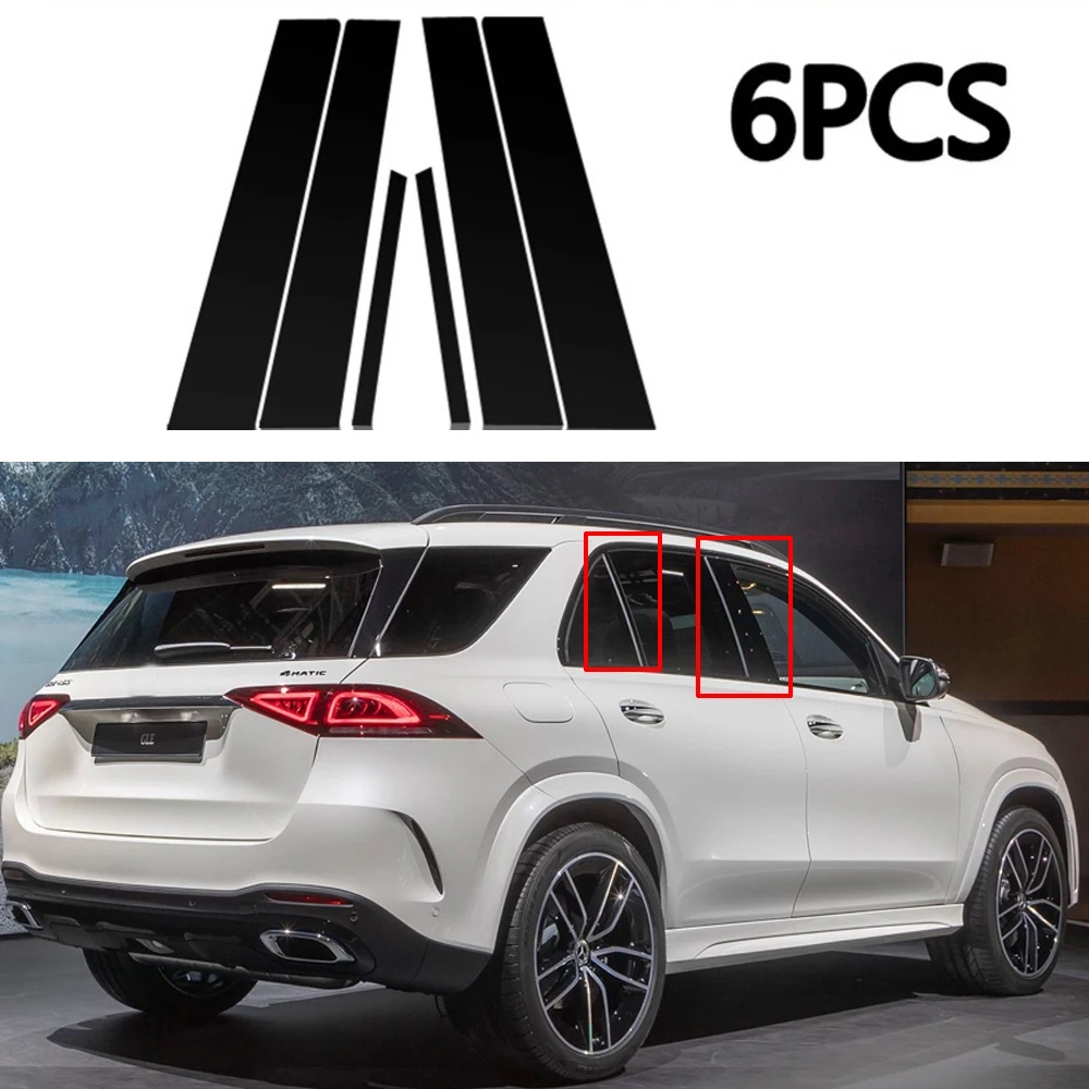 

6PCS Car Body Window Stickers Auto Pillars Column Decorative Sticker Trim For Mercedes Benz GLE GLE 2015-2019 Styling Mouldings